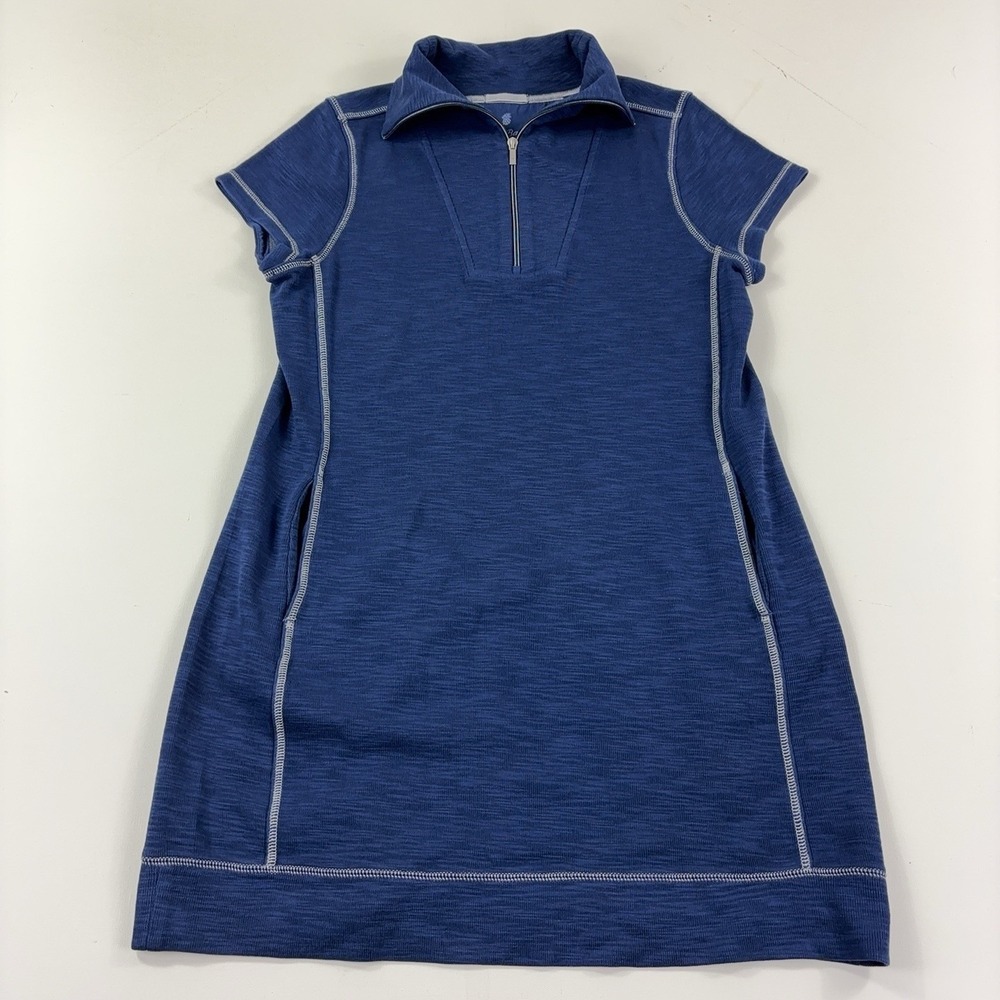 Tommy Bahama Tobago Bay Short Sleeve ½-Zip Pullover Blue Stitching Women's Large